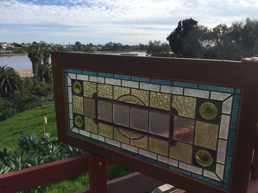 Vintage Framed Stained Art Glass Window [Photo 3]