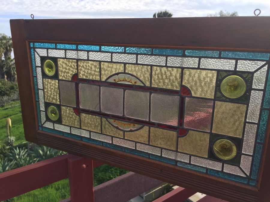 Vintage Framed Stained Art Glass Window [Photo 17]