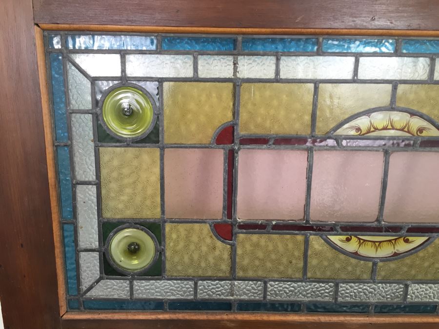 Vintage Framed Stained Art Glass Window [Photo 5]