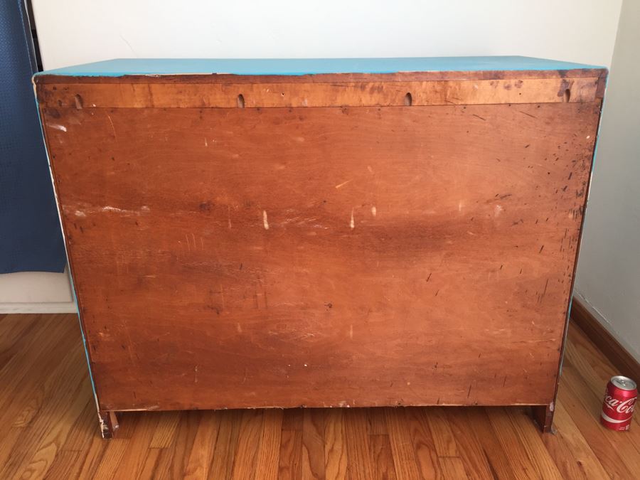 Mid-Century 3-Drawer Wooden Dresser Painted Blue [Photo 11]