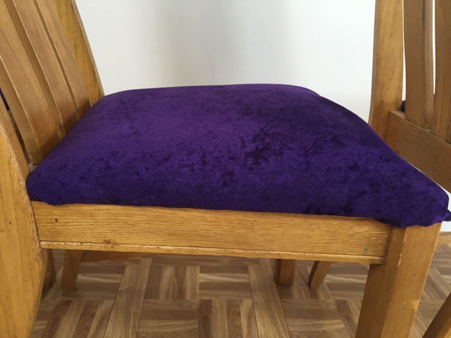 Set Of 3 Oak Curved Back Chairs [Photo 9]