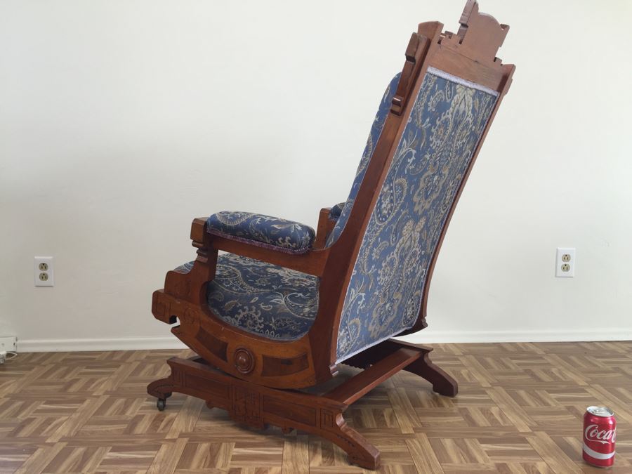 Stunning Eastlake Wooden Platform Rocker Rocking Chair With Detailed Wood Carvings [Photo 8]