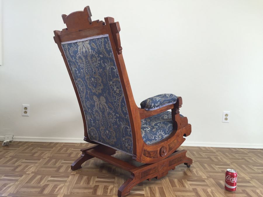 Stunning Eastlake Wooden Platform Rocker Rocking Chair With Detailed Wood Carvings [Photo 11]