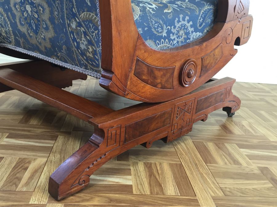 Stunning Eastlake Wooden Platform Rocker Rocking Chair With Detailed Wood Carvings [Photo 15]