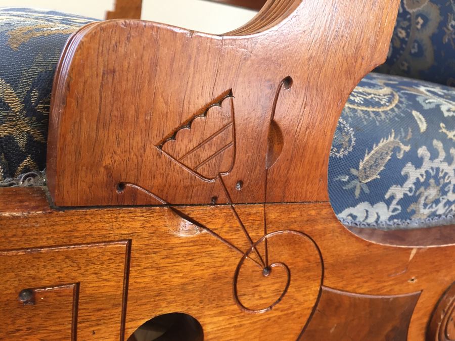 Stunning Eastlake Wooden Platform Rocker Rocking Chair With Detailed Wood Carvings [Photo 5]