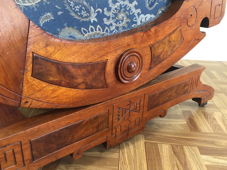 Stunning Eastlake Wooden Platform Rocker Rocking Chair With Detailed Wood Carvings [Photo 14]