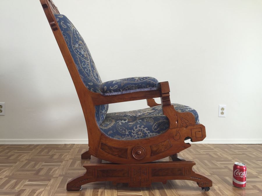 Stunning Eastlake Wooden Platform Rocker Rocking Chair With Detailed Wood Carvings [Photo 19]
