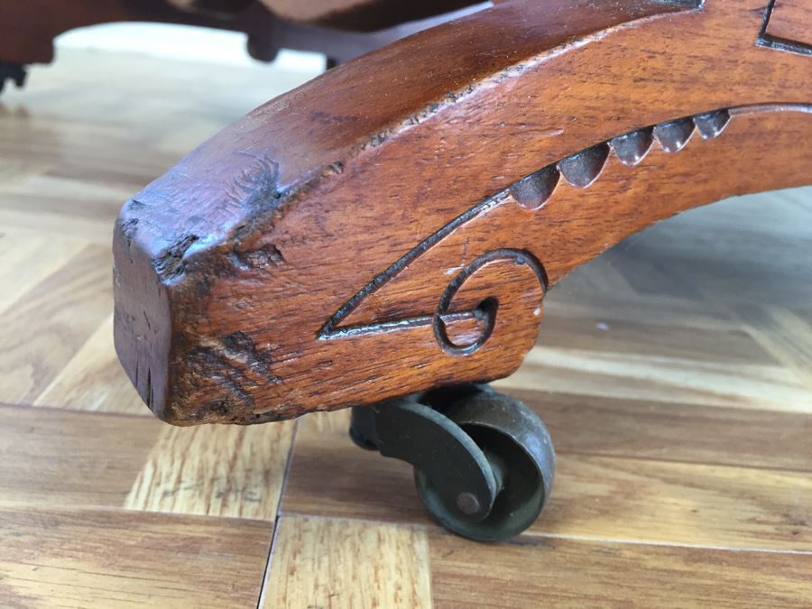 Stunning Eastlake Wooden Platform Rocker Rocking Chair With Detailed Wood Carvings [Photo 7]