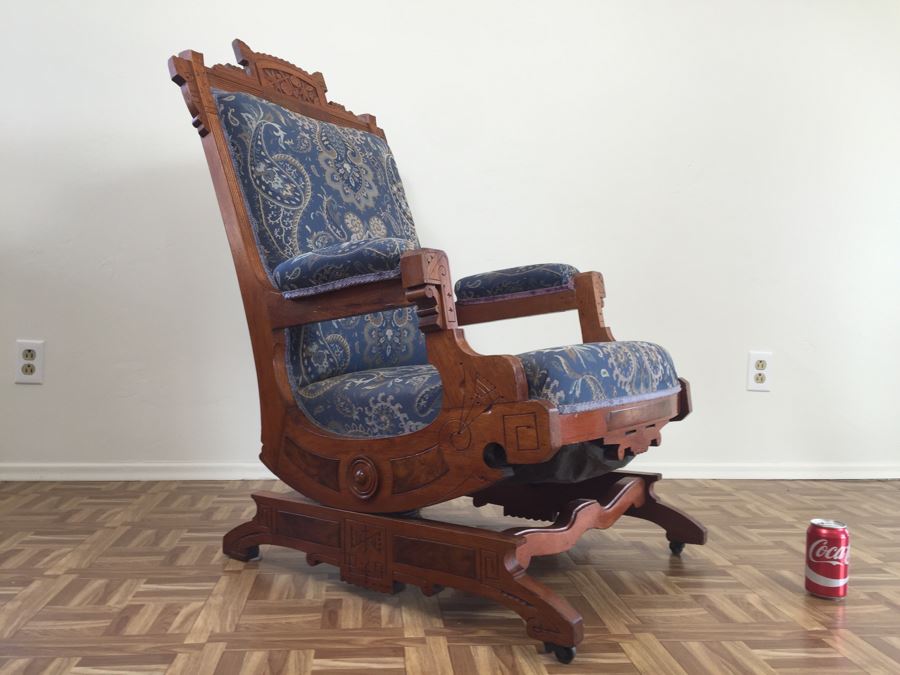 Stunning Eastlake Wooden Platform Rocker Rocking Chair With Detailed Wood Carvings [Photo 20]