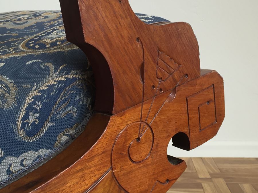 Stunning Eastlake Wooden Platform Rocker Rocking Chair With Detailed Wood Carvings [Photo 17]