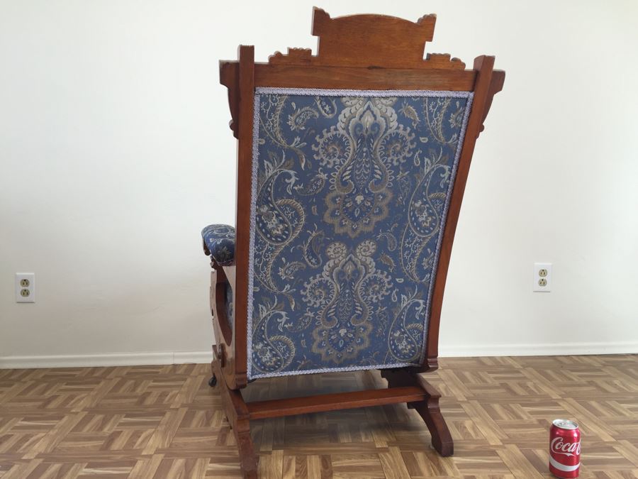 Stunning Eastlake Wooden Platform Rocker Rocking Chair With Detailed Wood Carvings [Photo 9]