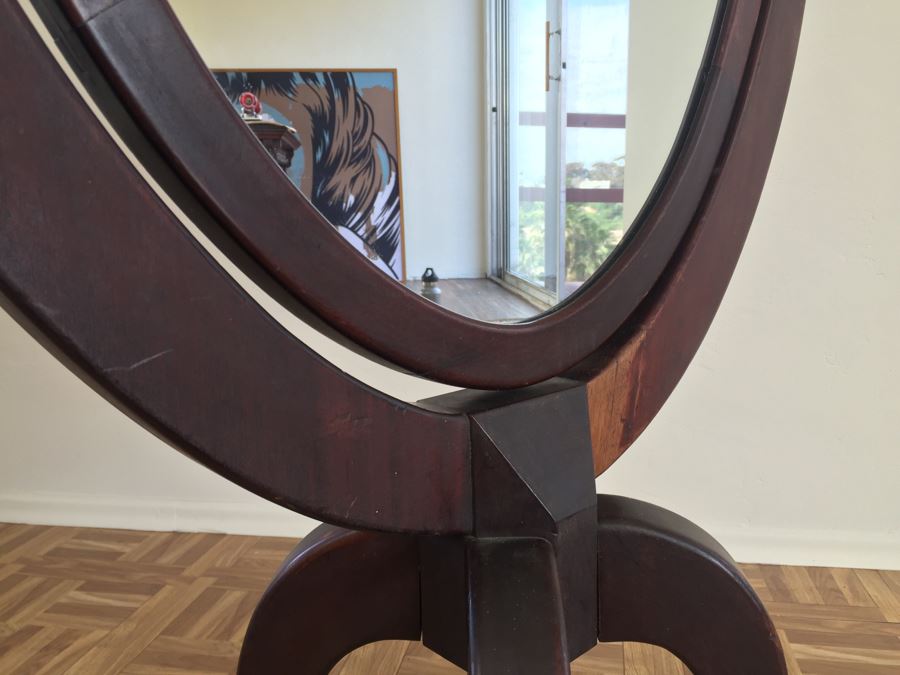 Fabulous Vintage Full Length Adjustable Mirror With Claw Feet On Casters [Photo 9]