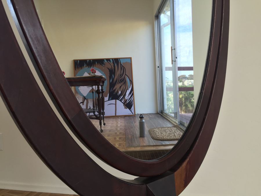 Fabulous Vintage Full Length Adjustable Mirror With Claw Feet On Casters [Photo 10]