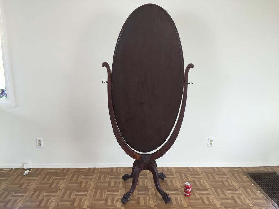 Fabulous Vintage Full Length Adjustable Mirror With Claw Feet On Casters [Photo 17]