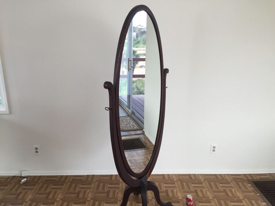 Fabulous Vintage Full Length Adjustable Mirror With Claw Feet On Casters [Photo 4]