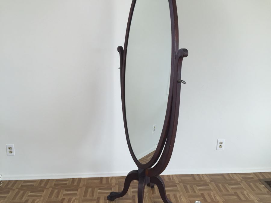 Fabulous Vintage Full Length Adjustable Mirror With Claw Feet On Casters [Photo 23]