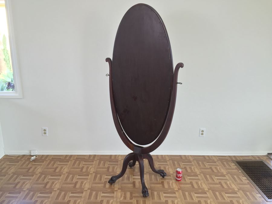 Fabulous Vintage Full Length Adjustable Mirror With Claw Feet On Casters [Photo 16]