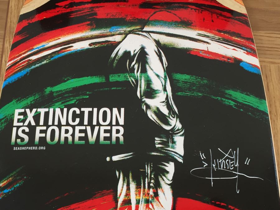 Rare Hand Signed Dave Kinsey Extinction Is Forever Sea Shepherd Anti-Whaling Fundraising Awareness Sector 9 Skateboard [Photo 17]