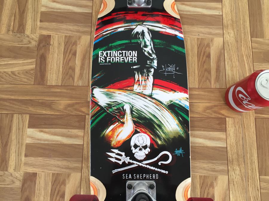 Rare Hand Signed Dave Kinsey Extinction Is Forever Sea Shepherd Anti-Whaling Fundraising Awareness Sector 9 Skateboard [Photo 11]