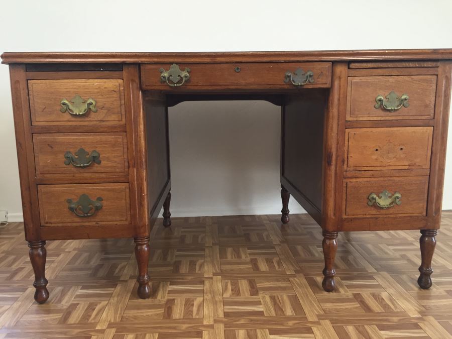 Vintage Solid Wood Desk By Hale Desk Co New York [Photo 5]