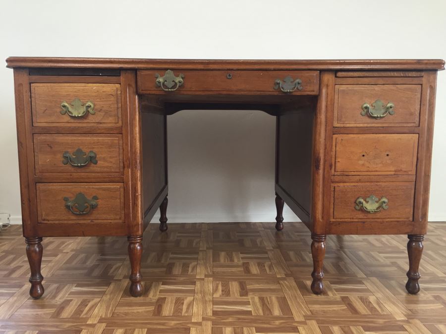 Vintage Solid Wood Desk By Hale Desk Co New York [Photo 4]