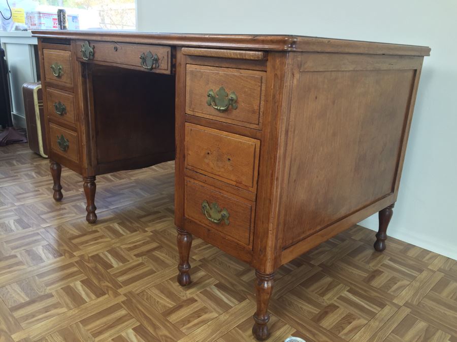 Vintage Solid Wood Desk By Hale Desk Co New York [Photo 17]