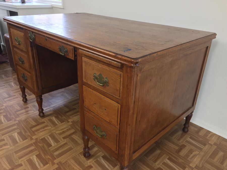 Vintage Solid Wood Desk By Hale Desk Co New York [Photo 19]