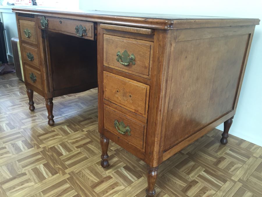 Vintage Solid Wood Desk By Hale Desk Co New York [Photo 18]