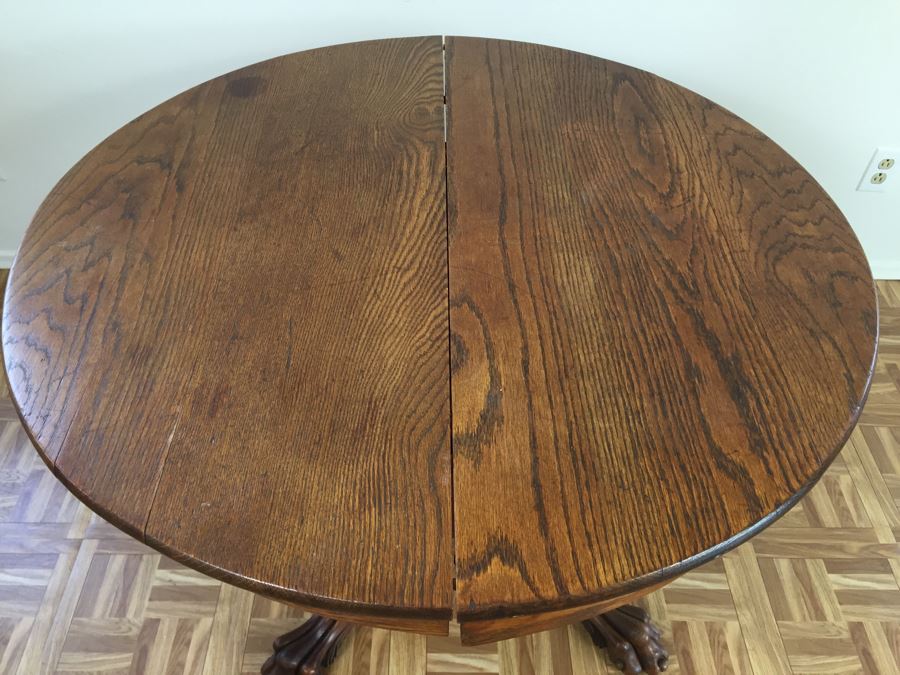 Antique Oak Pedestal Table With Claw Feet [Photo 15]