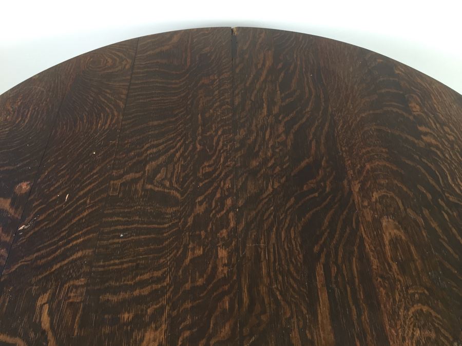 Antique Tiger Oak Pedestal Table With Claw Feet [Photo 15]