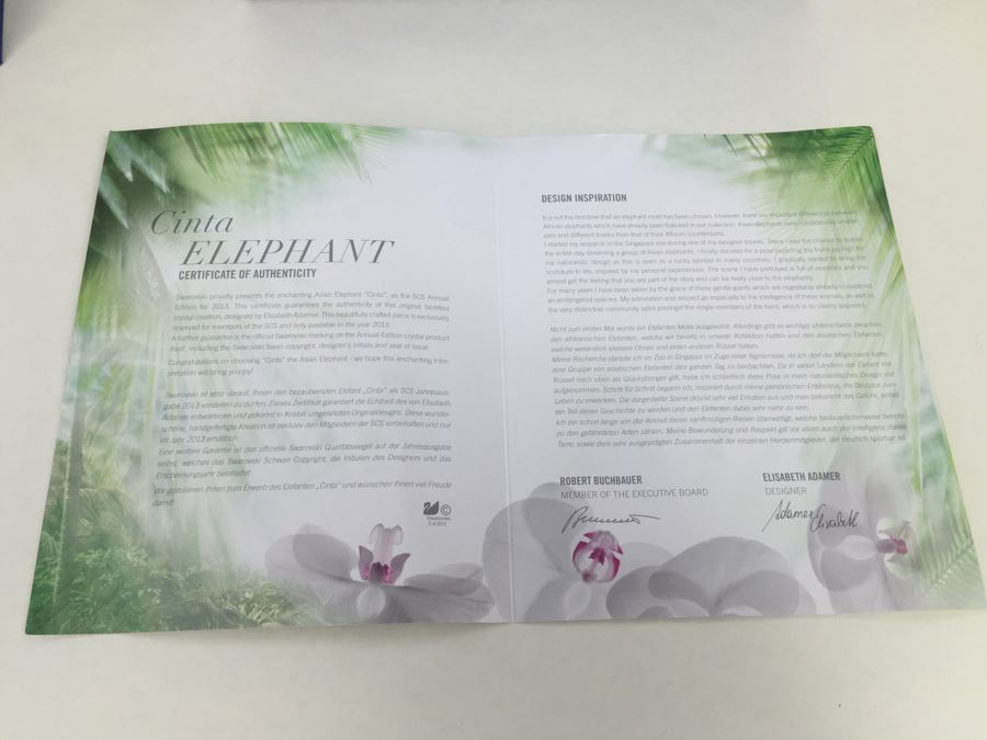Swarovski Crystal Society SCS 2013 Elephant CINTA With Original Box And COA Retails $570 [Photo 8]