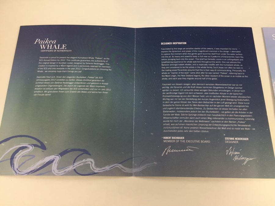 Swarovski Crystal Society SCS 2012 Paikea Whale With Original Box Retails $530 [Photo 10]