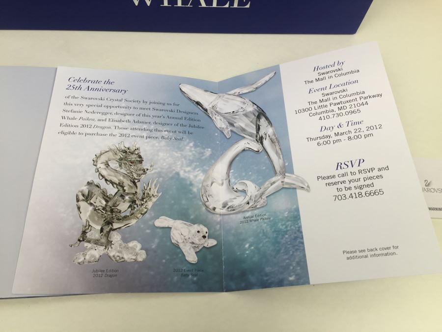 Swarovski Crystal Society SCS 2012 Paikea Whale With Original Box Retails $530 [Photo 12]