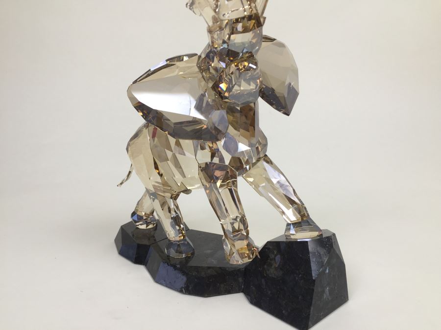 GRAND Swarovski Elephant Full-Colored On Cut Emerald Pearl Granite Base With Original Box And White Gloves Retails $1,690 [Photo 20]