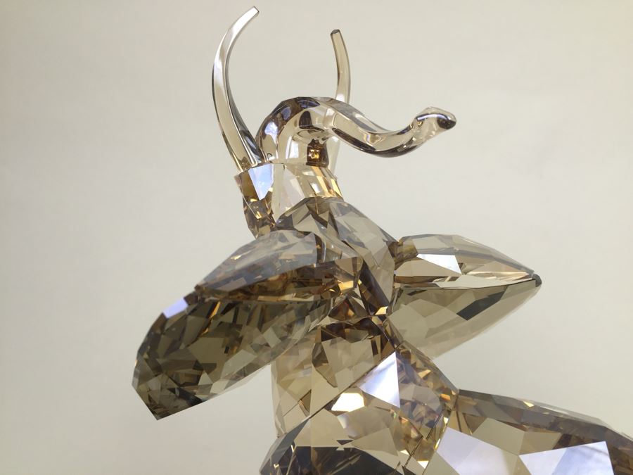 GRAND Swarovski Elephant Full-Colored On Cut Emerald Pearl Granite Base With Original Box And White Gloves Retails $1,690 [Photo 39]