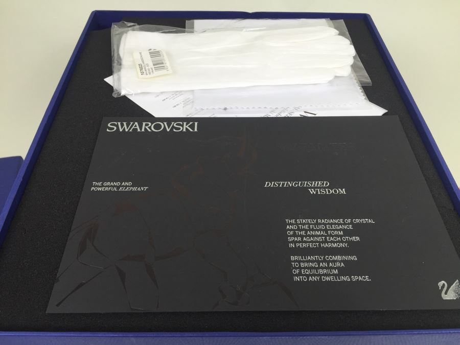 GRAND Swarovski Elephant Full-Colored On Cut Emerald Pearl Granite Base With Original Box And White Gloves Retails $1,690 [Photo 4]