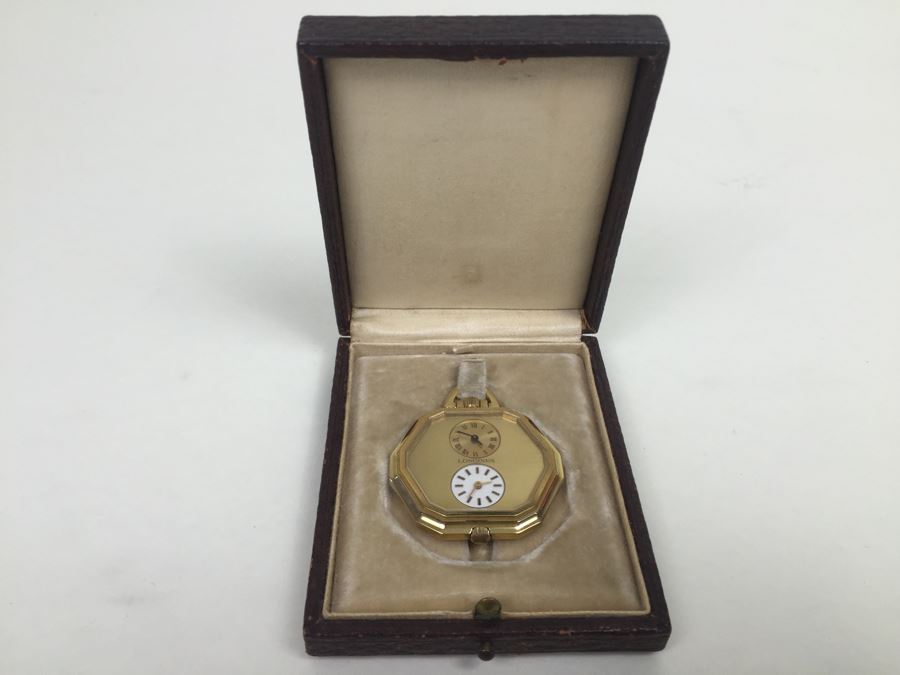Longines Dual Pocket Watch Swiss Movement 16402 17 Jewels Checking Gold With Original Case And Tag [Photo 6]