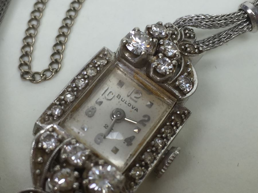 14K Gold Women's Bulova Watch With 26 Diamonds 022604 13.42g - Watch Band Is Gold Filled [Photo 8]