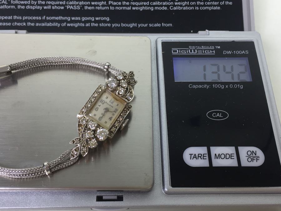 14K Gold Women's Bulova Watch With 26 Diamonds 022604 13.42g - Watch Band Is Gold Filled [Photo 4]