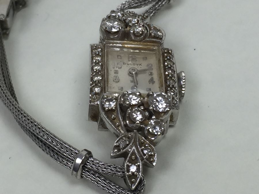 14K Gold Women's Bulova Watch With 26 Diamonds 022604 13.42g - Watch Band Is Gold Filled [Photo 17]