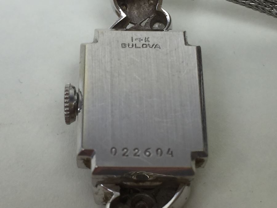 14K Gold Women's Bulova Watch With 26 Diamonds 022604 13.42g - Watch Band Is Gold Filled [Photo 9]