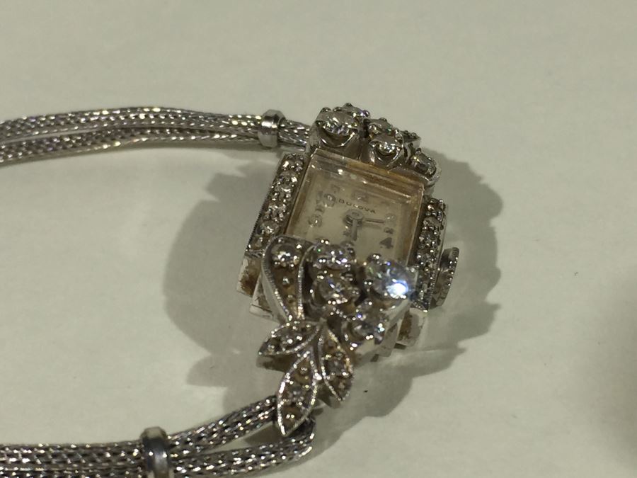 Spectacular Women's Hamilton Platinum Watch Covered In Diamonds With 14K Gold Watch Band Covered In Diamonds Estimate $3,000-$5,000 [Photo 62]