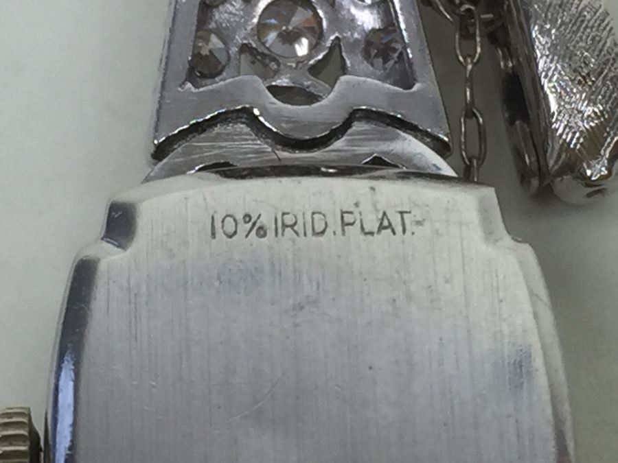 Spectacular Women's Hamilton Platinum Watch Covered In Diamonds With 14K Gold Watch Band Covered In Diamonds Estimate $3,000-$5,000 [Photo 14]