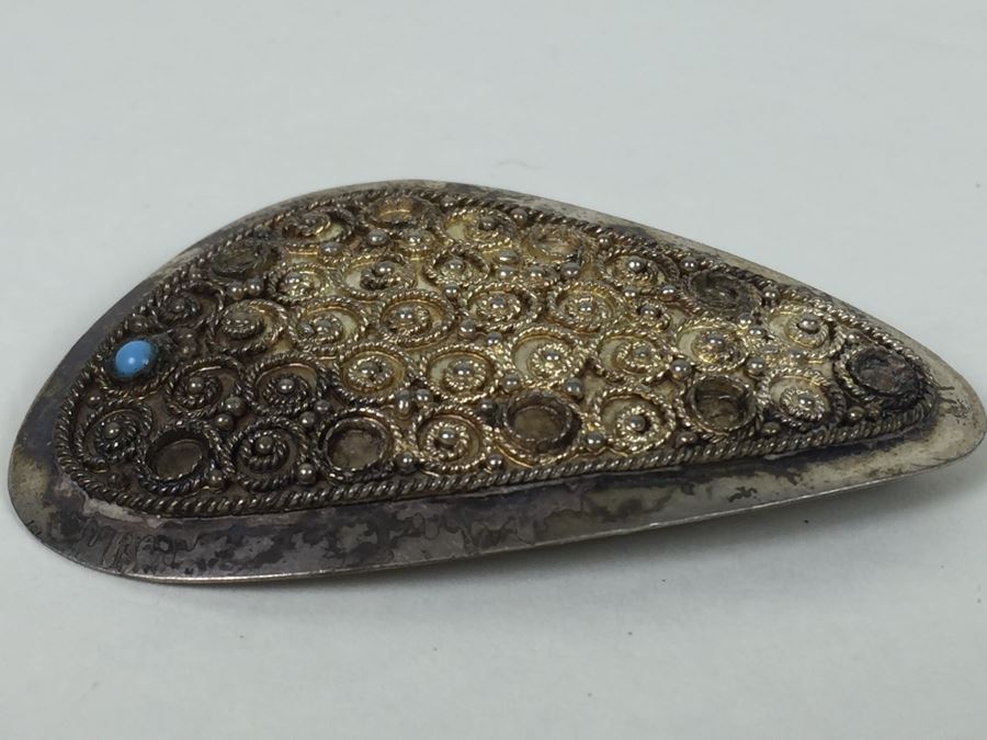 Sterling Silver Brooch Hand Made In Jerusalem Israel 12.4g [Photo 1]