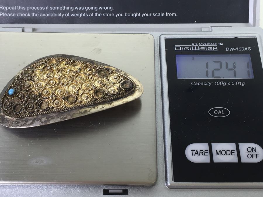 Sterling Silver Brooch Hand Made In Jerusalem Israel 12.4g [Photo 3]