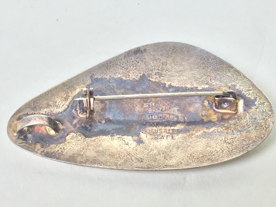 Sterling Silver Brooch Hand Made In Jerusalem Israel 12.4g [Photo 5]