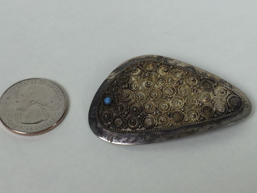 Sterling Silver Brooch Hand Made In Jerusalem Israel 12.4g [Photo 7]