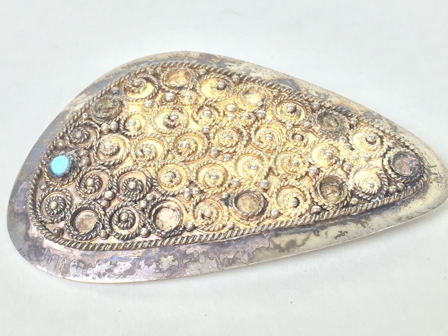 Sterling Silver Brooch Hand Made In Jerusalem Israel 12.4g [Photo 4]