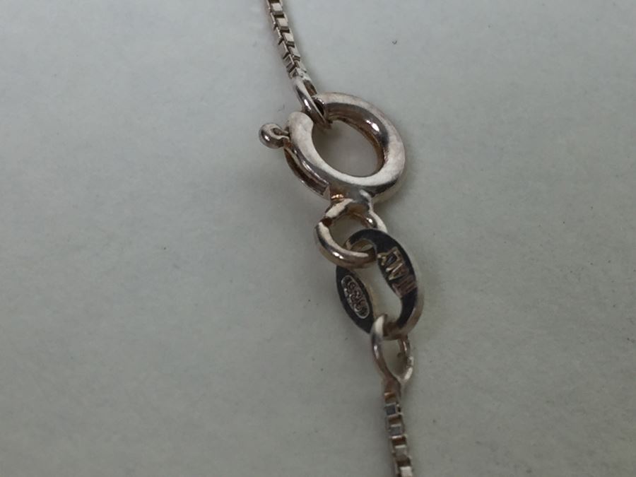 Carved Black Stone Elephant With Silver Overlay And Sterling Silver Chain [Photo 3]