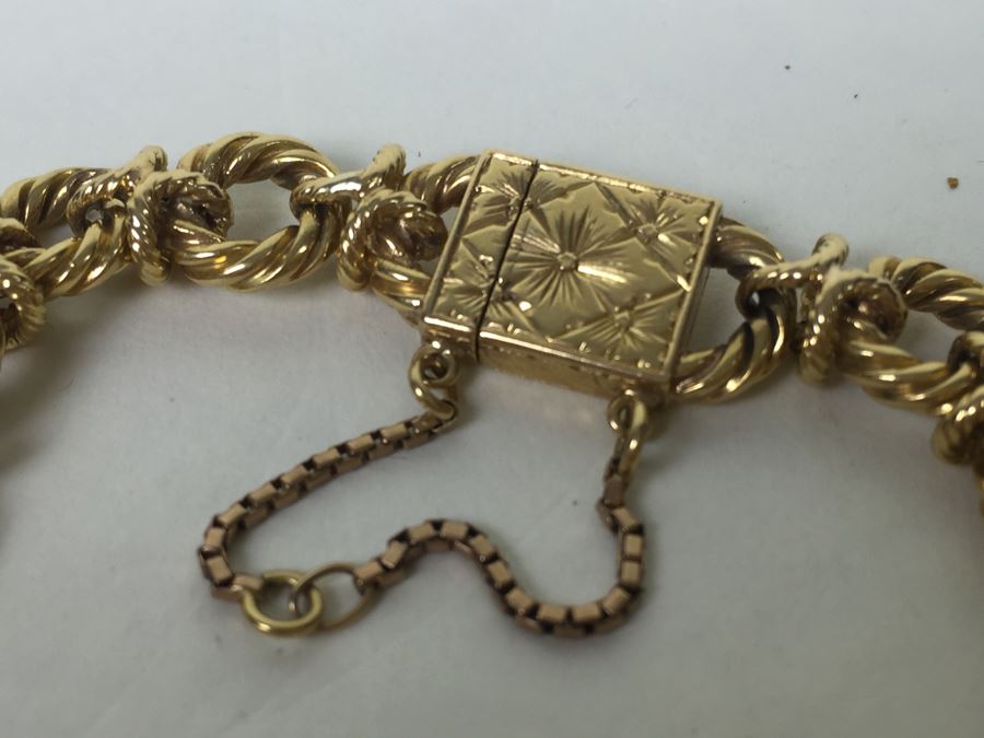 Antique 14K Gold Diamond Heart Shaped Locket With 14K Gold Bracelet ...